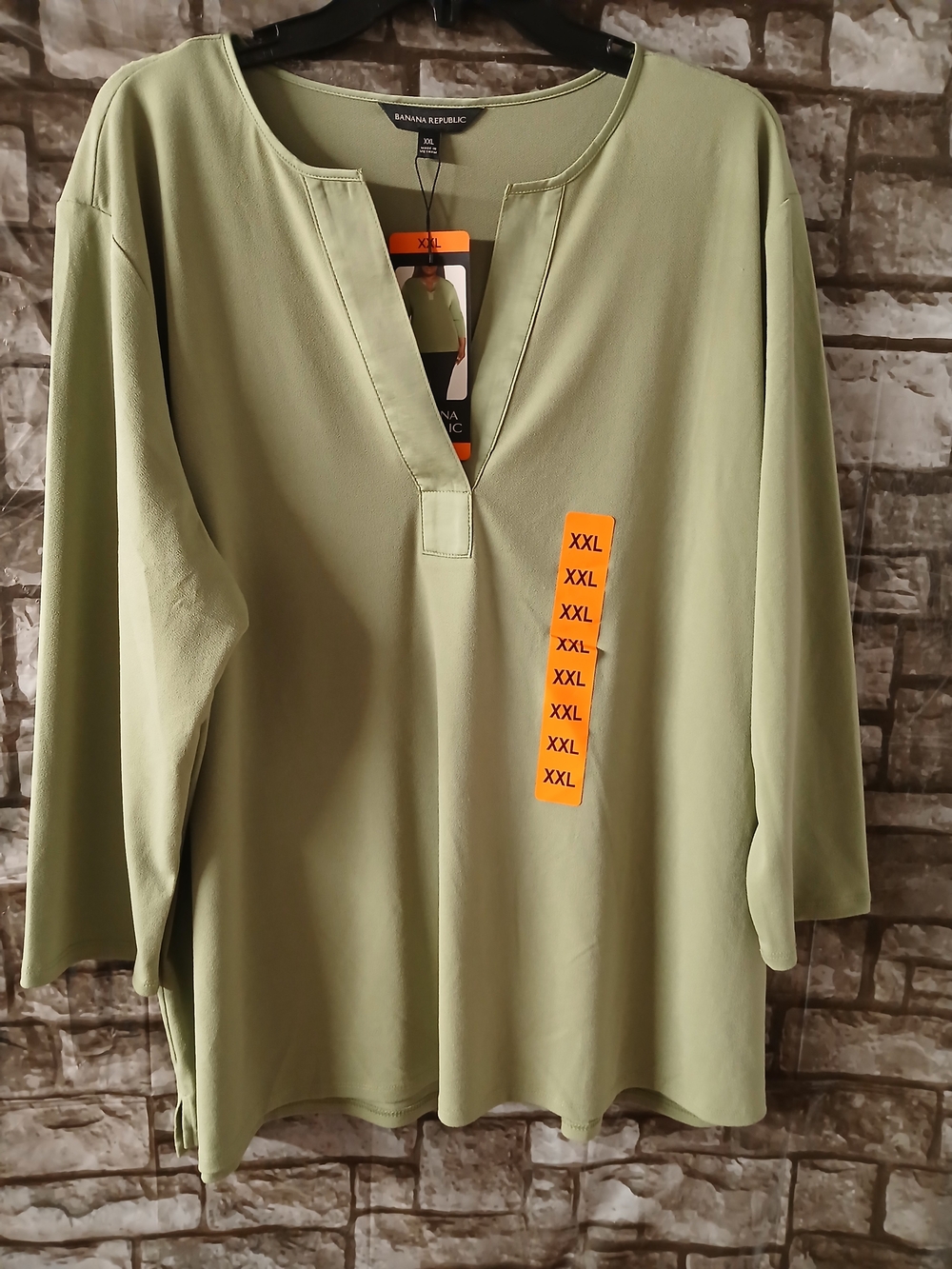 Banana Republic Light Olive Split-Neck Tunic Top